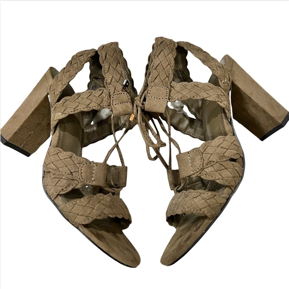 Cato Olive Green Braided Lace Up Heeled Sandals Size 6